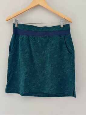 Toad & Co Dark Green Active Mini Skirt Medium Stretch Cotton Blend Minimalist